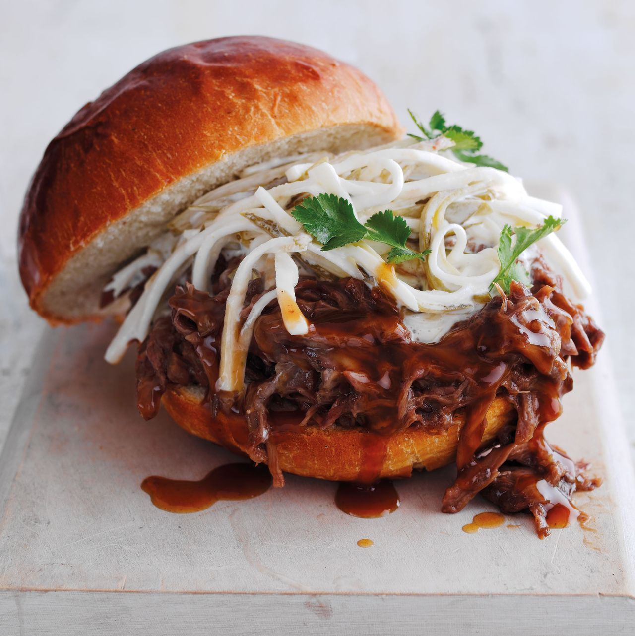 Jose Souto&#039;s smoked, slow-cooked pulled venison in sticky sauce, served up in a bun — wonderful comfort food.