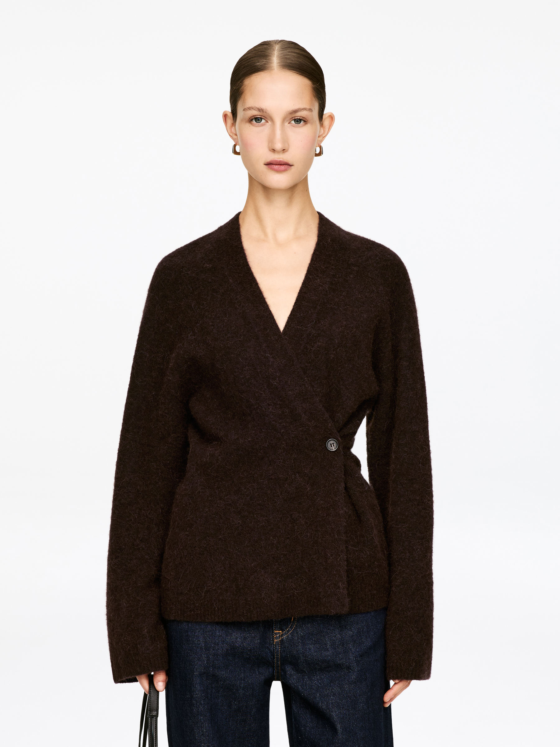 Alpaca-Wool Blend Cardigan &amp;ndash; Dark Brown &amp;ndash; Women &amp;ndash; Arket Gb