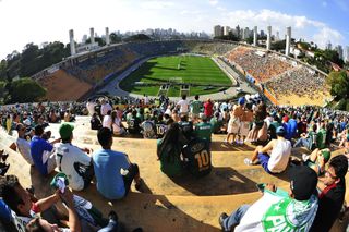 General view of the Pacaembu Stadium during a match between Palmeiras and Parana in August 2013.