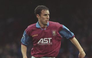 Best Aston Villa retro shirts: The best classic football shirts Villa have ever had: Gareth Southgate of Aston Villa in action during an FA Carling Premiership match against Wimbledon at Selhurst Park in London. The match ended in a 3-3 draw. 
