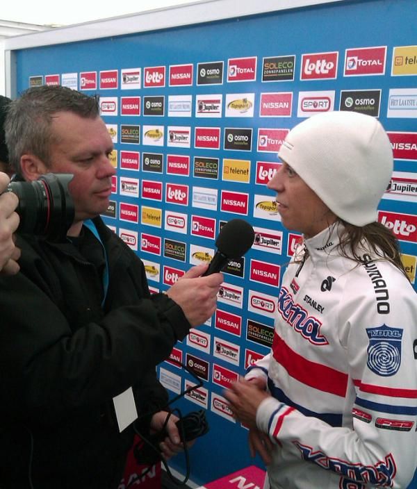 Post-race interview for British 'cross champion Helen Wyman (Kona)