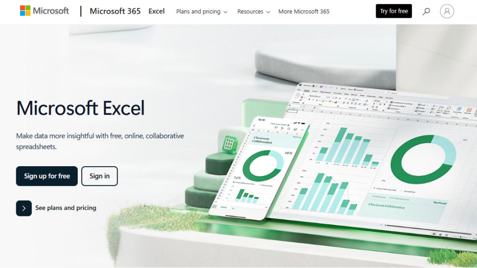 Microsoft Excel website screenshot (May 2025)