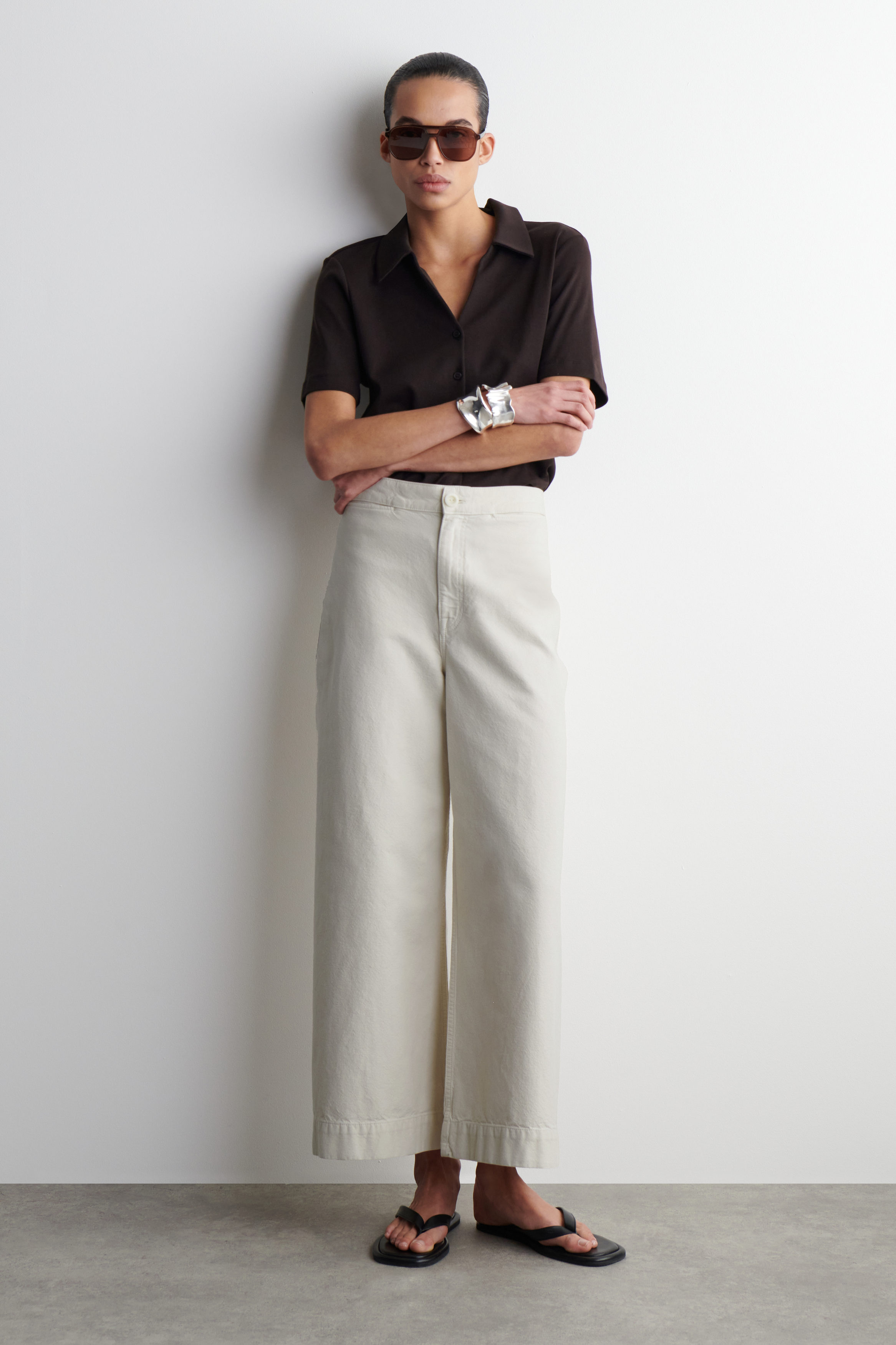 Wide-Leg Denim Trousers