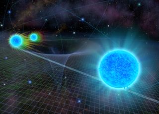 An artist’s illustration of the star S0-2 as it passes by the supermassive black hole at the Milky Way’s center. As the star gets closer to the supermassive black hole, it experiences a gravitational redshift that is predicted by Einstein's theory of general relativity.