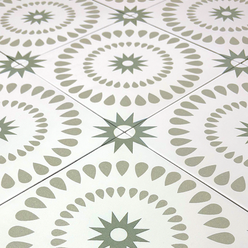 Patterned floor tiles