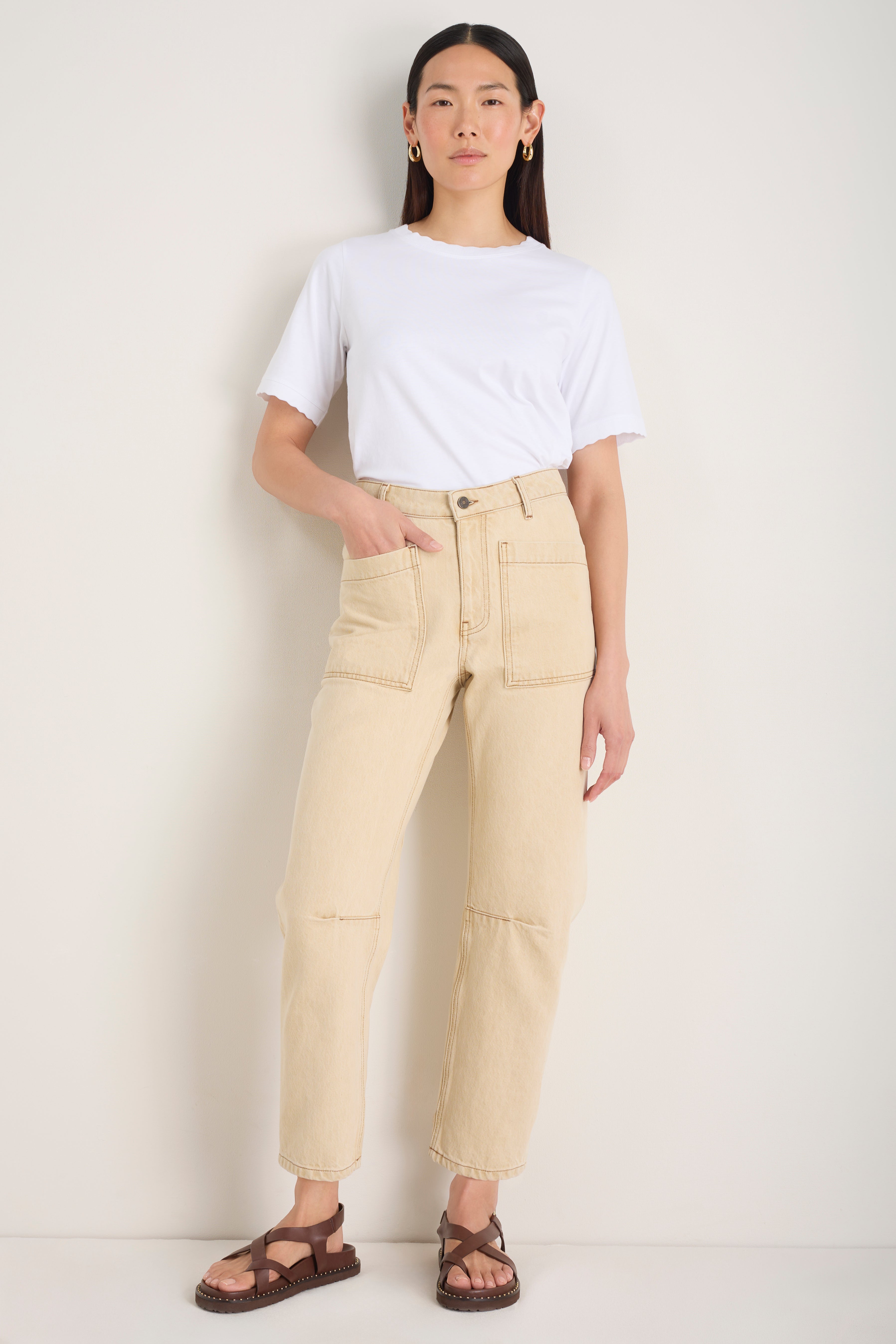 Paloma Barrel Jean - Latte