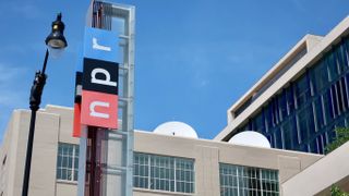 NPR - NATIONAL PUBLIC RADIO - sign at headquarters building entrance