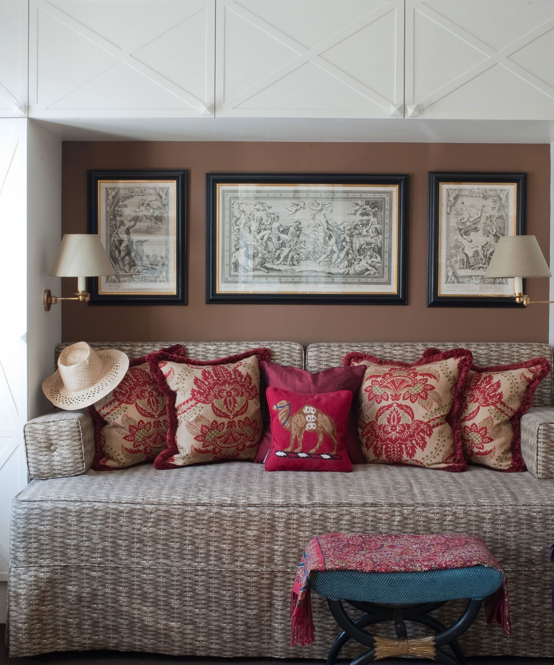 Color of the month caramel bedroom corner with cozy seating