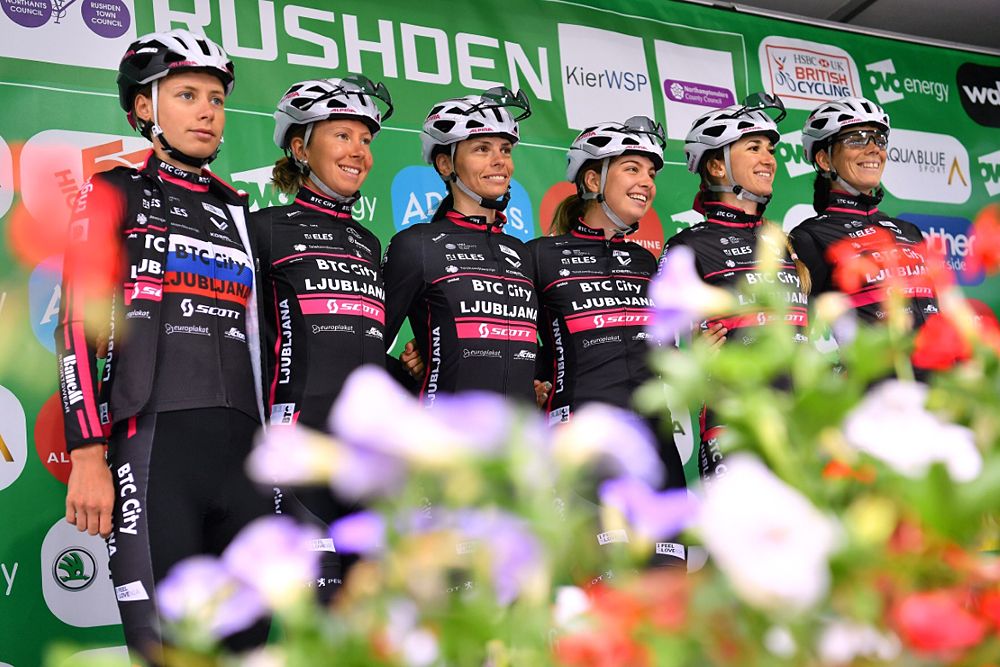 BTC City Ljubljana at the start of stage 2 of the OVO Energy Women's Tour