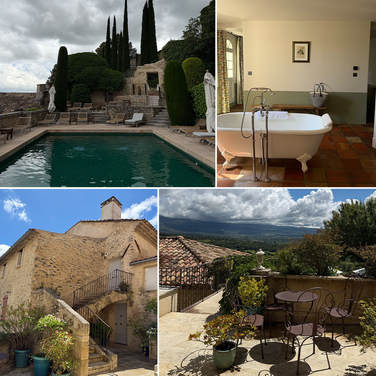 a collage of hotel images of Crillon Le Brave