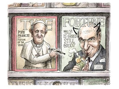 Editorial cartoon Pope TIME