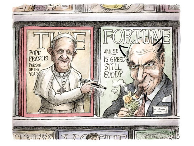 Editorial cartoon Pope TIME
