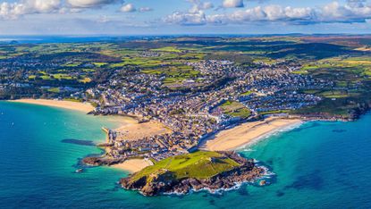 An aerial view of St Ives in Cornwall 