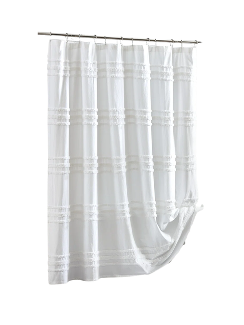 Chenille Stripe Cotton Single Shower Curtain
