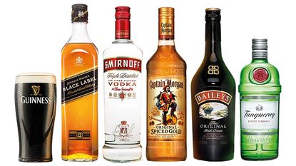 Bottles of alcoholic drinks