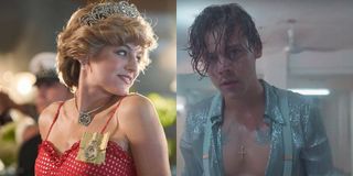 The Crown's Emma Corrin as Princess Diana and Harry Styles in Lights Up music video