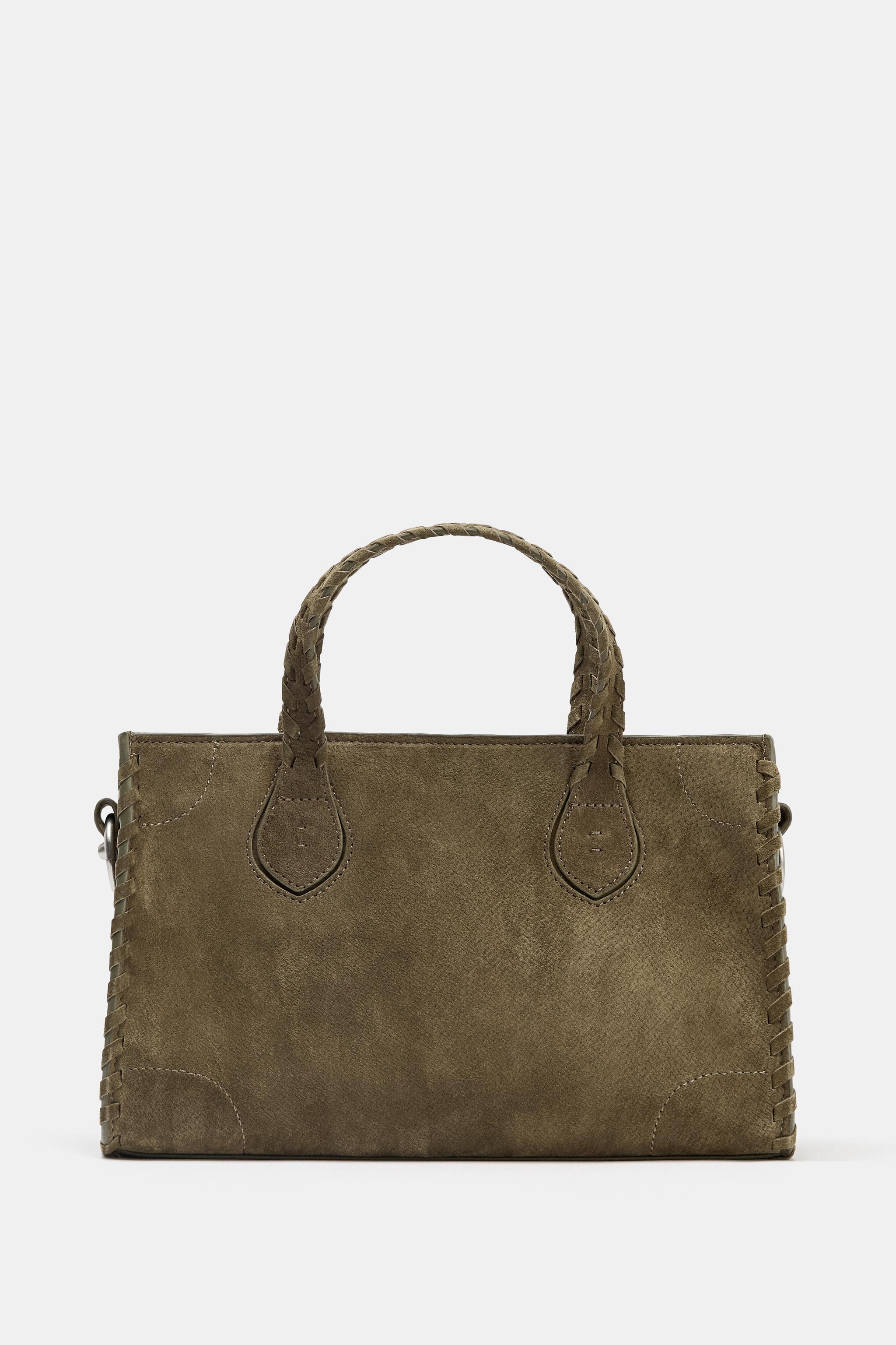 Braided Split Suede City Bag