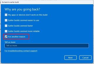 Windows 11 Uninstall Reason