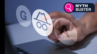 Businessman pressing virtual disguise icon, managing digital privacy and incognito mode.