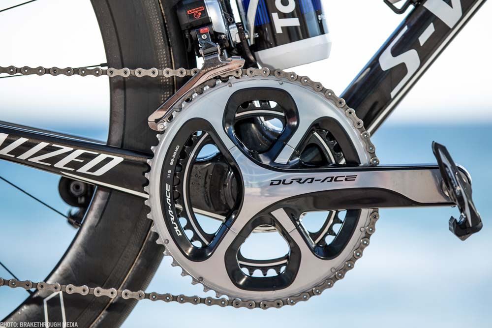 The Shimano Dura Ace chainset