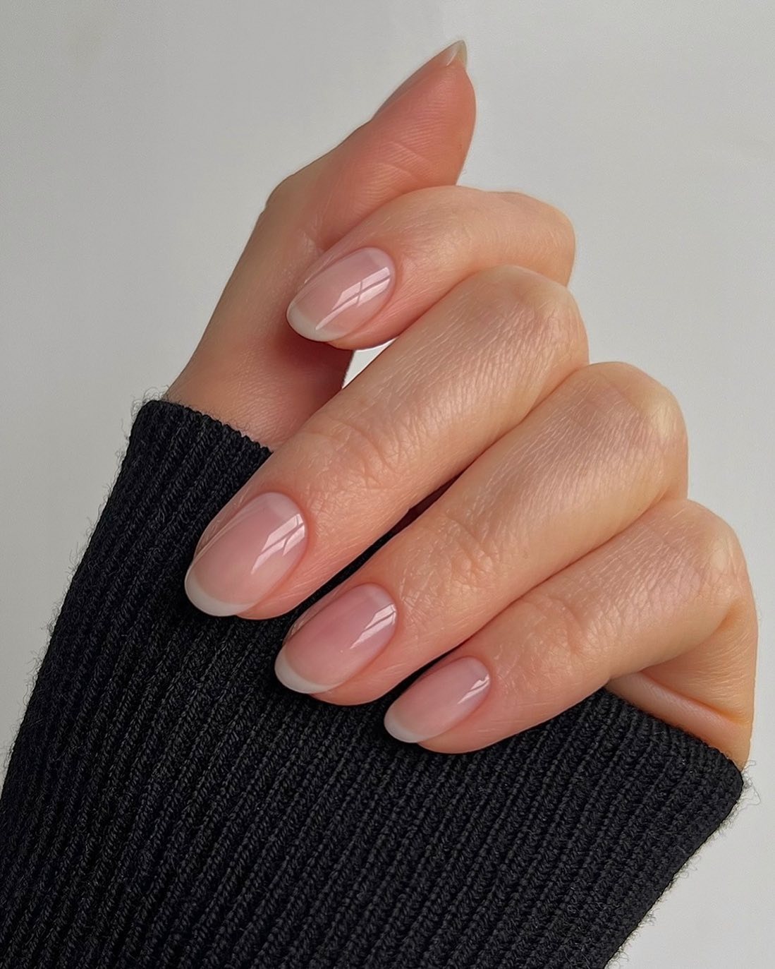 A manicure with a natural French tip