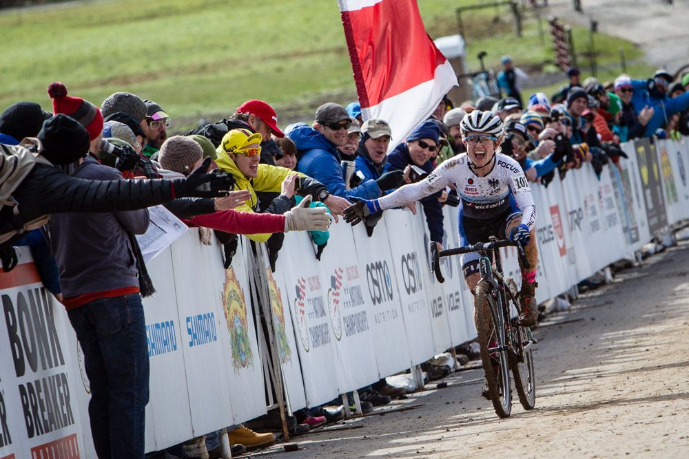 Ellen Noble (JAM Fund) on her way in for the win