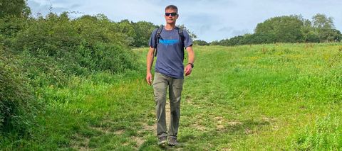 Man wearing Klattermusen Misty 2.0 hiking pants
