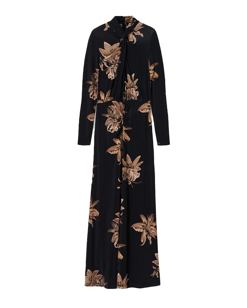 Black and gold floral dress, All Saints