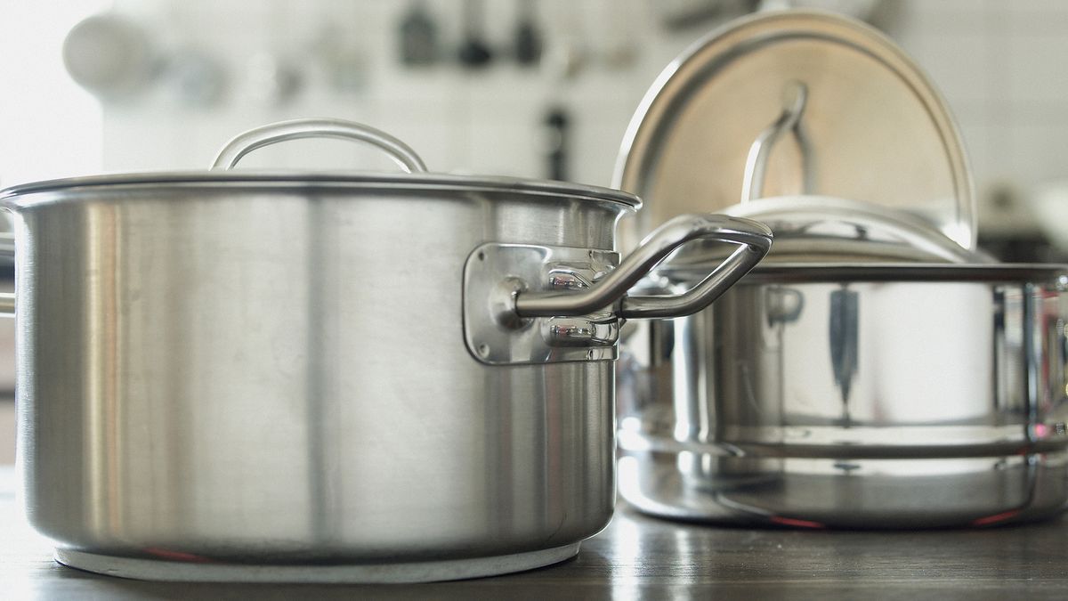 Pans in kitchen