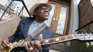 Joe Louis Walker appears in a portrait taken with his Gibson Les Paul Goldtop guitar at Rhino's Den Studio on May 23, 2008 in Brooklyn, New York.