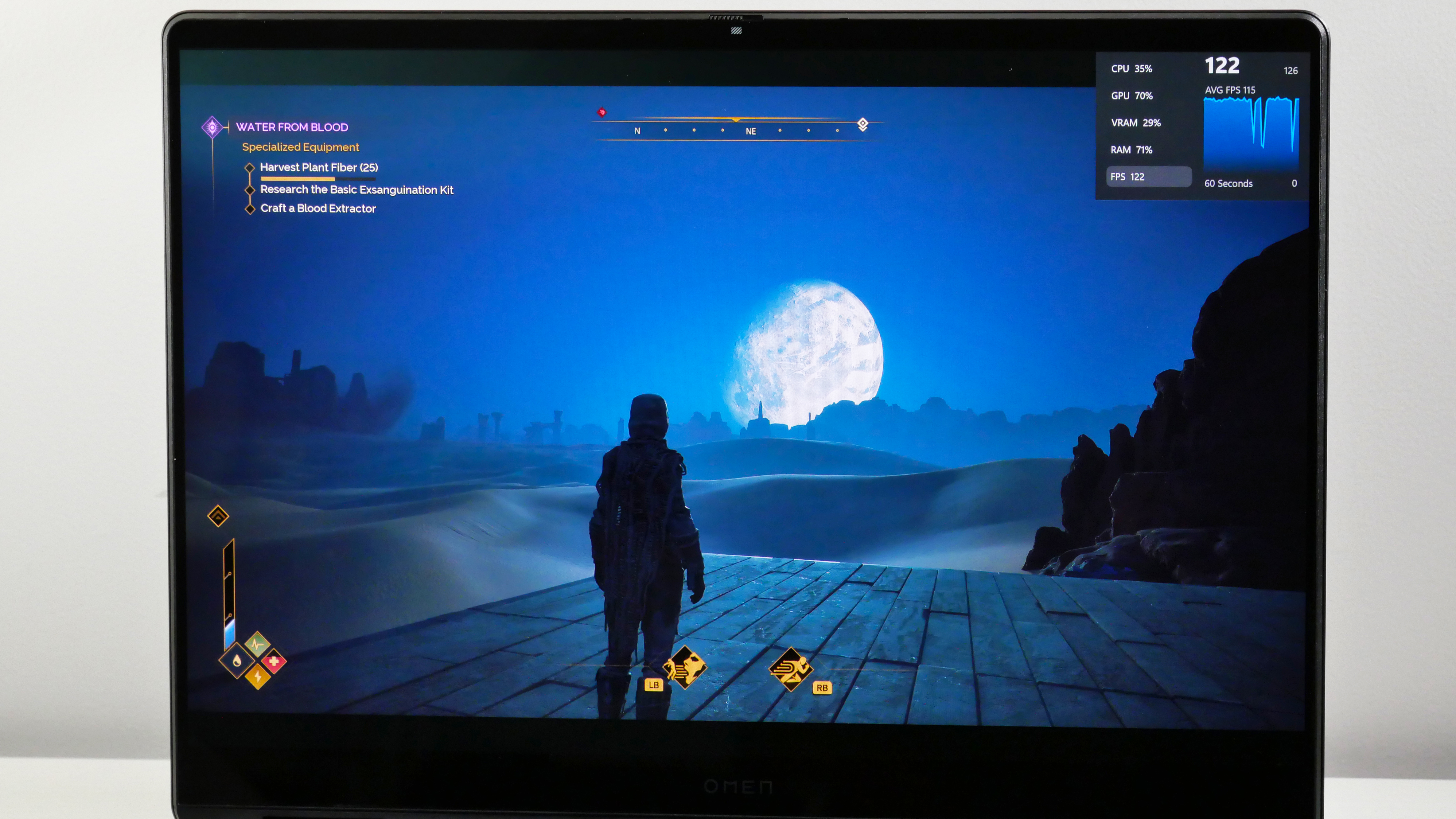 Dune Awakening gameplay on the HP Omen Max 16