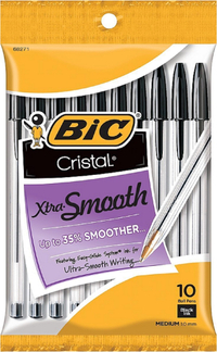 BIC Cristal Xtra Smooth Ball Pen, Medium Point (1.0mm), Black, 10 Count| $.97 at Walmart