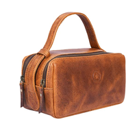 Leather Toiletry Bag for Men Dual Zipper with Handle and 2 Compartment | Was $29.99, now $18.23