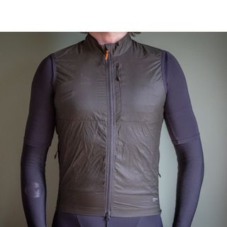 Albion Wind Gilet in grey pictured against a plain grey background