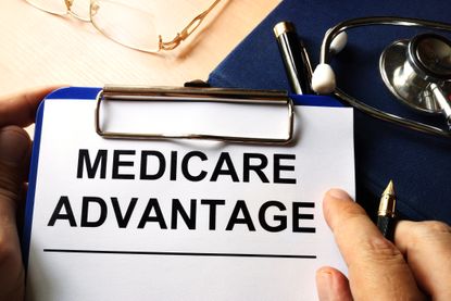 Medicare advantage in a clipboard. 