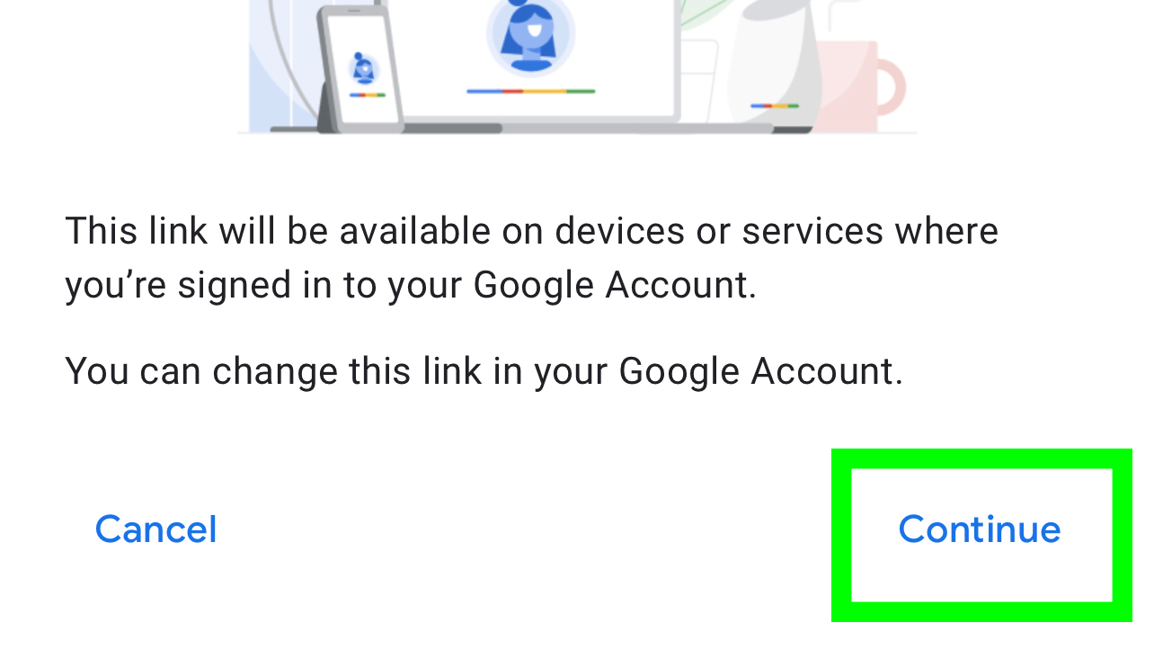 a green box indicates Tap Continue in Google Home