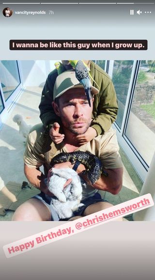 Chris Hemsworth surrounded by animals