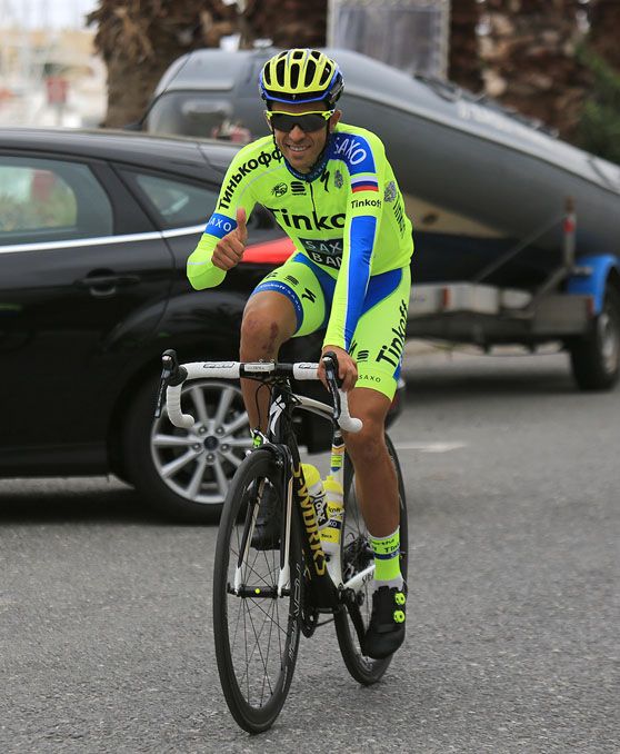 Thumbs up from Alberto Contador