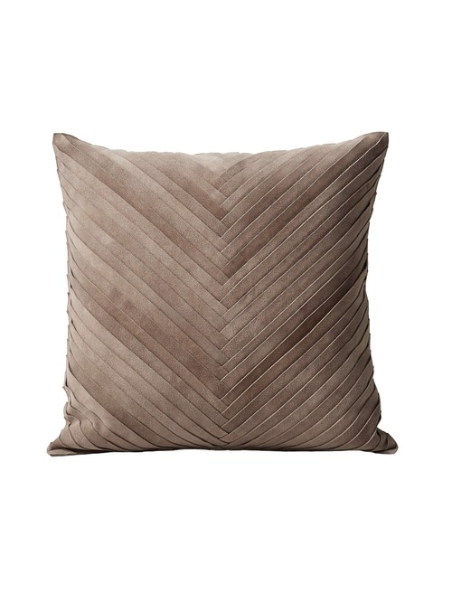 Kerro Light Brown Woven Suede Throw Pillow Cover 18''x18"