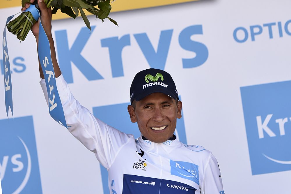 Nairo Quintana (Movistar) finishes third on the day and leads the young rider competition