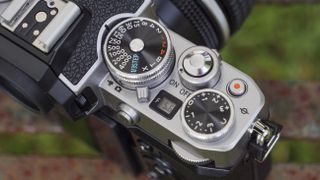 The shutter speed and exposure compensation dials on the Nikon Z fc
