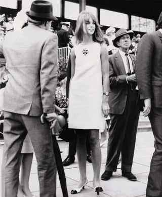 Jean Shrimpton wearing a dress in the 1960s