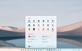 Windows 11 Start menu and taskbar
