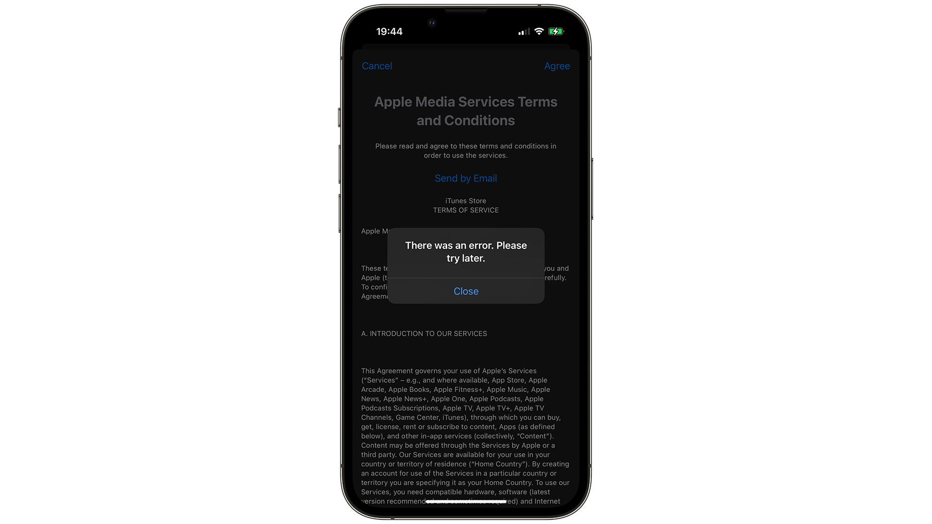 iOS 16 Error message