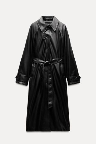 Faux Leather Trench Coat