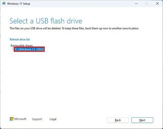 Select the USB flash drive