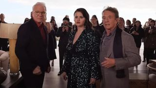 steve martin, selena gomez, and martin short in only murders in the building season 4