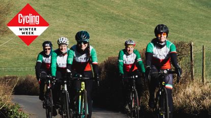 Image shows riders on a cycling group ride.