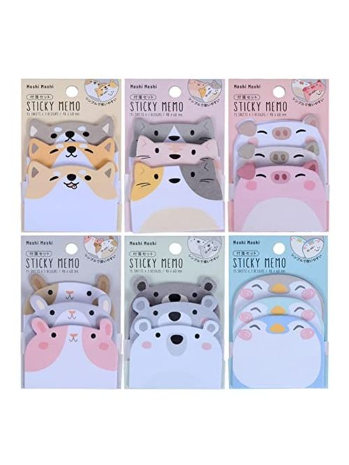 Cartoon Animal Sticky Notes (6 Designs)