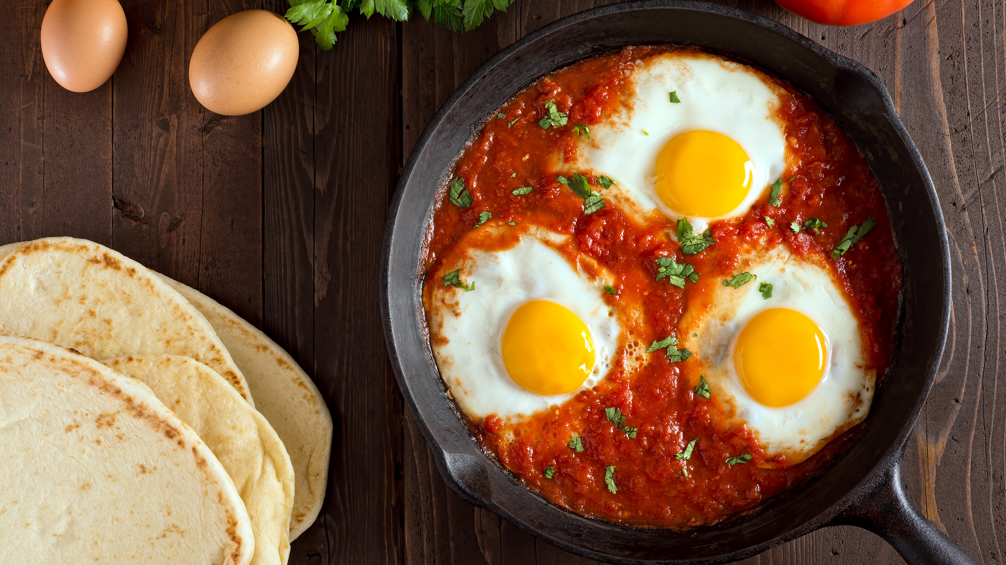 Shakshouka cooked in cast iron